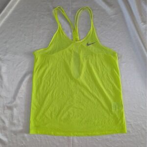 Nike Women's Dri-Fit Workout Tank Top Shirt Neon Yellow XS Pre-Owned